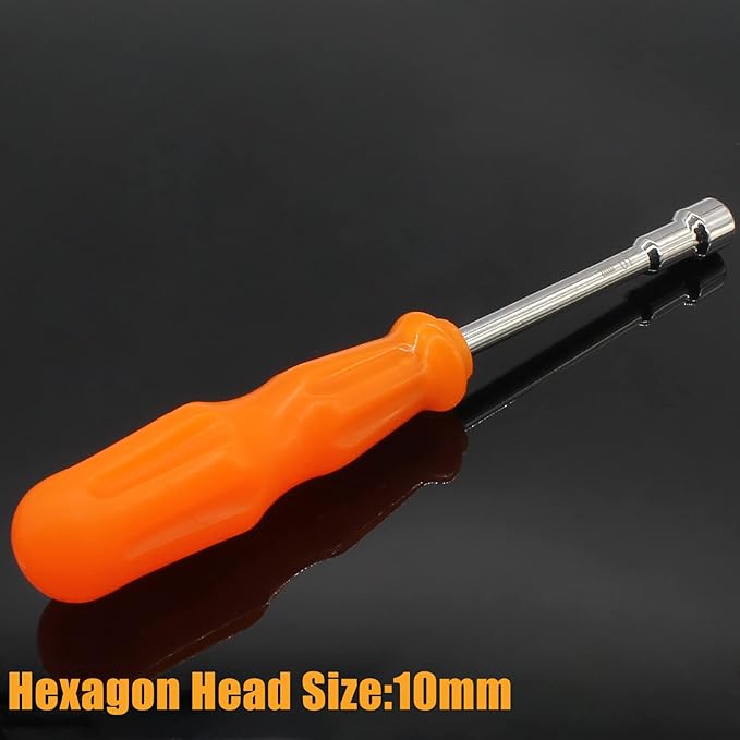 Biaungdo 10mm Socket Wrench Screwdriver, High-Carbon Steel Hexagon Nut Driver Non-Magnetic Tip Hex Nut Screwdriver Hand Tool
