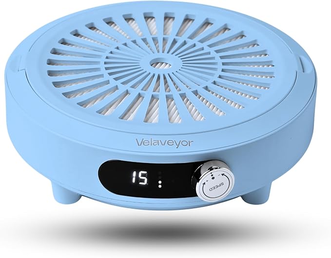 Nail Dust Collector, Rechargeable & Cordless 3800 RPM Low Noise Nail Vacuum Fan with LED Display, Adjustable Speed, Reusable Filter, 30 Pcs Paper, for Acrylic Nails, Salon & Home Use, Blue