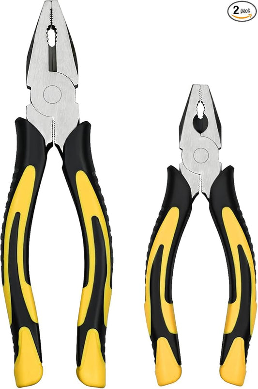 Lineman's Pliers Combination Pliers 6 Inch & 8 Inch Pliers with Wire Cutter竊?Heavy Duty Chrome Vanadium Steel Construction Professional Handle