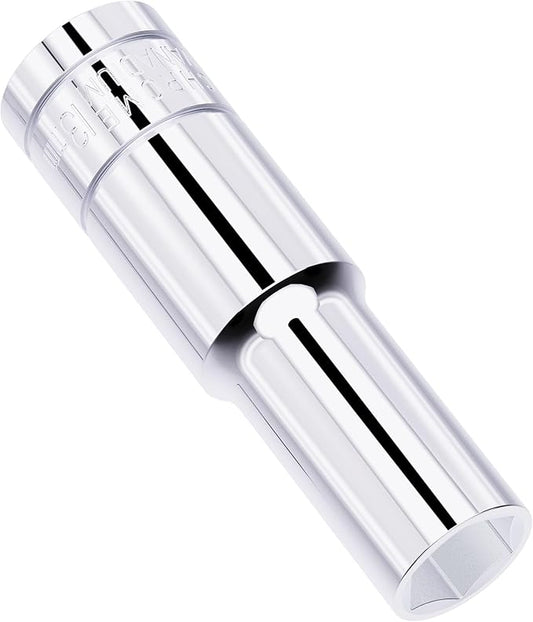 13mm Deep Socket, 1/2 Inch Drive, 6 Point, Metric, Heat Treated CR-V Steel Sockets, Full Polishing, 3.1 Inch Length(1 PC)
