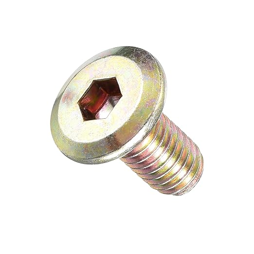 METALLIXITY Flat Head Hex Socket Cap Screws Bolts(M6-1x12) 30Pcs, Steel Hex Socket Furniture Bolts Screws - for Furniture Woodworking Project, Yellow