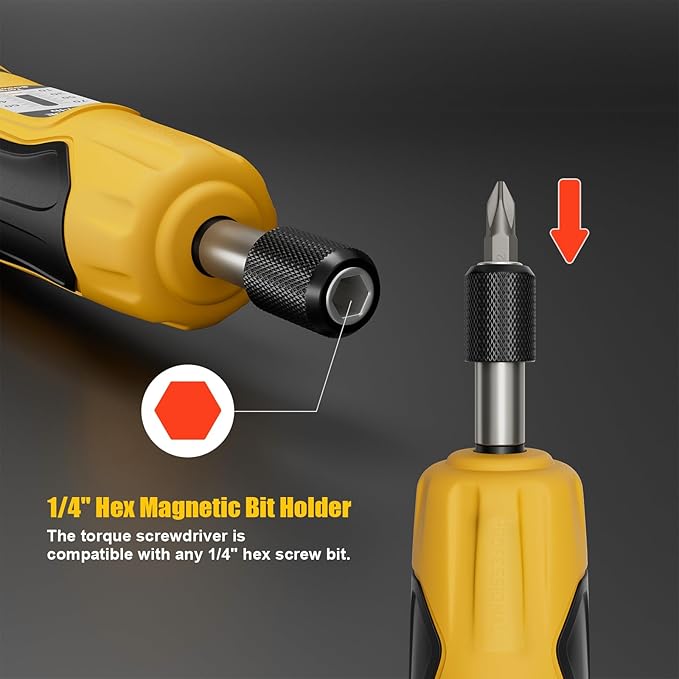 Torque Screwdriver, 10-70 in-lbs Torque Wrench Screwdriver Set, 1/4??Drive Inch Pound Torque Screwdriver with 20 S2 Bits and Case for Tools, Bike Repairing and Mounting
