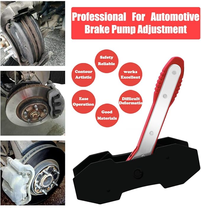 Brake Tool, Brake Caliper Compression Tool with 360 Degree Swing Ratchets, Brake Caliper Tool with 2PCS Steel Plates, Caliper Piston Compressor Tool with Brake Caliper Hooks, Red