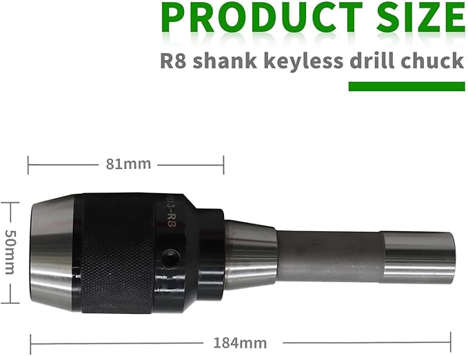 1/64"-1/2" Heavy Duty R8 Shank Lathe Keyless Drill Chuck Special Titanium Jaws