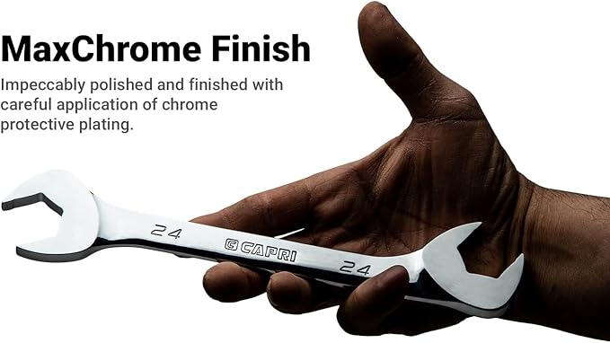 Capri Tools Angle Open End Wrench Set, 30째 and 60째 angles, 6-24 mm Metric, 19-Piece with Mechanic's Tray