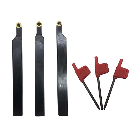 3/8??1/2" SRACR SRACL SRDCN1010/1212 H06 Lathe Turning Holders Lathe Turning & Profiling Tool Holder with RCMT0602 Round Carbide Milling Inserts (3pcs 3/8??Holders with Yellow Inserts)