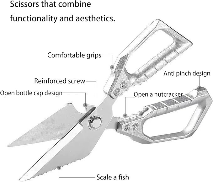 Kitchen Scissors all Purpose, Stainless Steel Kitchen Shears, Meat Scissors Heavy Duty Sharp Shears, Kitchens Accessories Cooking Shear for Meat Chicken Fish Poultry Herb Bread