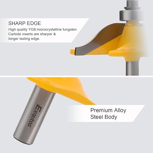 Exqutoo 1PCS 1/2" Shank 2-1/2" Diameter Raised Panel Cabinet Door Making Router Bit Woodworking Tools Door & Window Router Bit