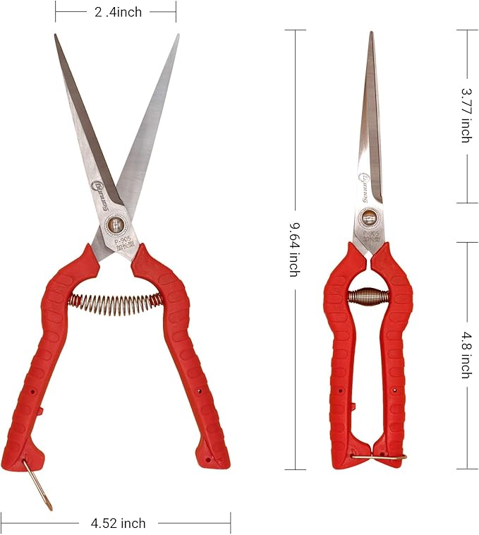 Sanung 2 PACK Multifunctional Thin Fruit Scissors, P-905 Garden Pruner Shears Cutters with Anti-Slip Grip High-Grade Spring Lock Garden Pruner for Garden Fruits Vegetables Plants Flowers
