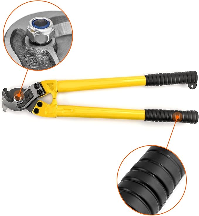 QWORK Hardened Cable Cutter, 18" Heavy Duty Stainless Steel Wire Rope Cutter for Cutting Steel Wire