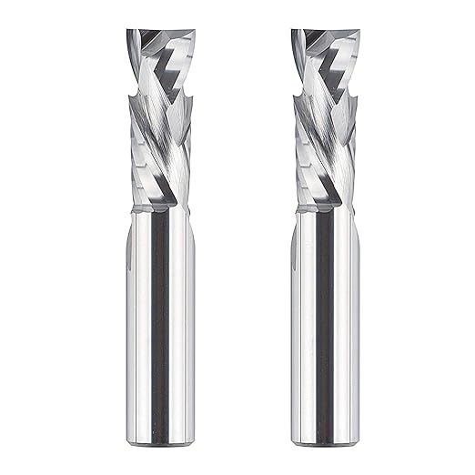 SpeTool 2PCS Spiral Compression Router Bit 1/2 Inch Shank 1/2 Inch Cutting Diameter, Solid Carbide Up Down CNC End Mill for Wood Carving Engraver Milling Cutters