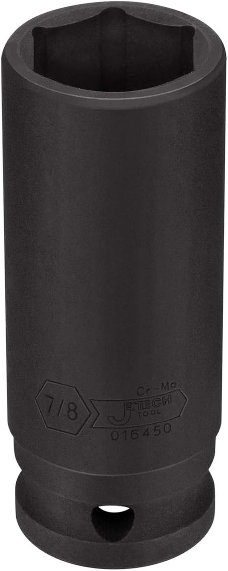 Jetech 1/2 Inch Drive 7/8 Inch Deep Impact Socket, Made with Heat-Treated Chrome Molybdenum Alloy Steel, 6-Point Design, SAE