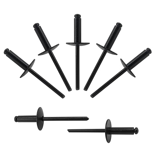 ALLCLEAN 100pcs All Black Large Flange Blind Rivets,3/16 * 5/8" Open End Aluminum Rivets,4.8 * 16 Pop Blind Rivet