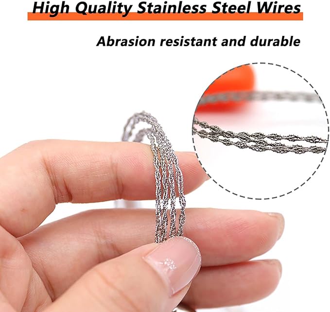 VPTMRP 3 Pcs Cable Saw Stainless Steel Wire Saw 24-Inch Pocket Hand Saw for PVC, PE, ABS Pipes Cutting, Camping Hiking Wood Cutting (Black)