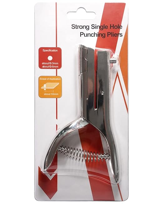 Hole Punch 1/4 Inch, Heavy Duty Single Hole Punch, Paper Card Portable Handheld Long Hole Puncher Single 2 Inch Reach Deep for PVC Paper ID Cards Plastic Cardboard (1/4"-6mm Hole)