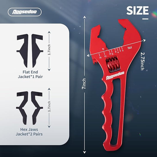 AOOSEDOO AN Fitting Wrench AN Fitting Tool AN Hose Fitting Wrench For 3AN-16AN Fittings Lightweight Aluminum Red (With Anti-scratching Jackets)
