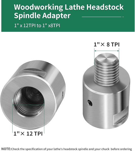 Lathe Headstock Spindle Adapter,Converts 1" x 12tpi to 1" x 8tpi for Woodworking Lathe