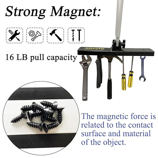 Magnet Sweeper Heavy Duty Telescoping Magnet Pickup Tool,16LB Pull Strong Magnetic Nail Sweeper with 28" to 45" Retractable Bar,Pickup Nails,Screws,Yard Magnets,Metal Parts