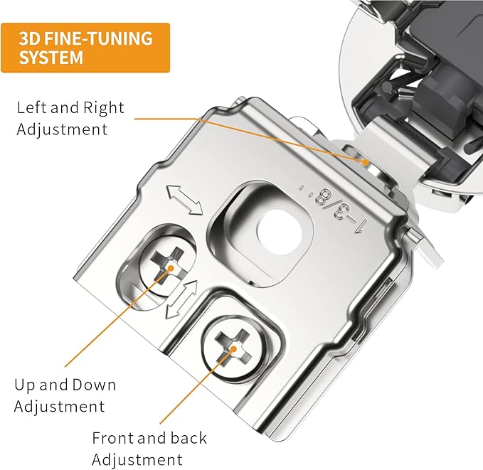 Chibery 2 Pack 1-3/8" Overlay 3D Soft Close Concealed Hinge for Face Frame Door, Smooth Slow Self Closing Hinges, Satin Nickel, Hidden 105째 Open Angle Stainless Steel Hinge for Kitchen Cabinet Door