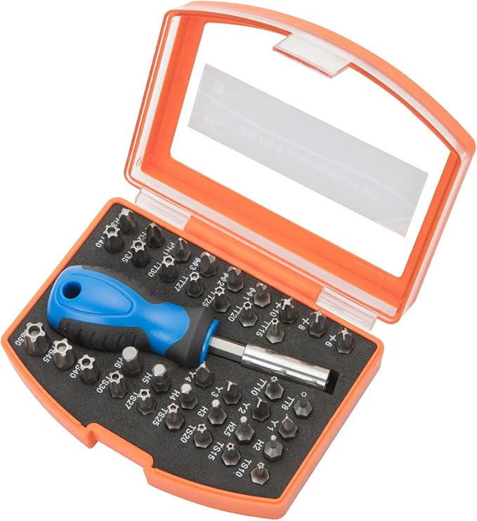 ROTATION 38-Piece 1/4 Bit driver Screwdriver Bit Set with portable case, Chrome Vanadium Steel Multi Torq/Phillips/Torx/Triwing/Hex/Star Bit