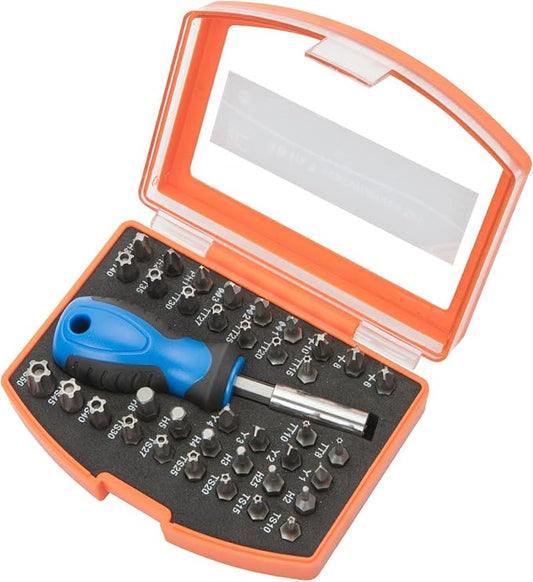 ROTATION 38-Piece 1/4 Bit driver Screwdriver Bit Set with portable case, Chrome Vanadium Steel Multi Torq/Phillips/Torx/Triwing/Hex/Star Bit