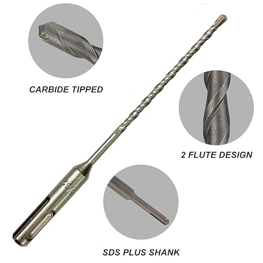 10-Pack SDS Plus 5/32" x 6" Rotary Hammer Drill Bits, Carbide Tipped for Brick, Stone and Concrete