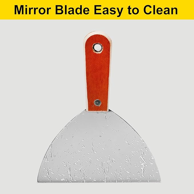 Utoolmart 2Pcs Putty Knife, 6 Inch Carbon steel Stiff Putty Knives, Spackle Knife, Paint Scraper, Scraper Tool with Wooden Handle for Taping Paint Wall Floor Tile