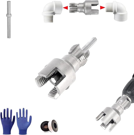 DOVARIUM Integrated Internal & External Pipe Threader - 1/2'' PVC Pipe Threading Tool for Drill, Heavy-Duty for Home PVC Water Pipe Repair & Installation (1/2'')