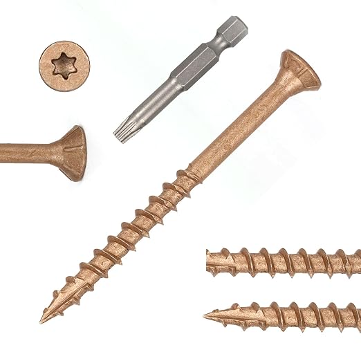 Wood Screws #10 x 2-1/2?쇺? T25 Star Torx Drive Flat Head Deck Screws, Brown, 79Pcs (1lb)