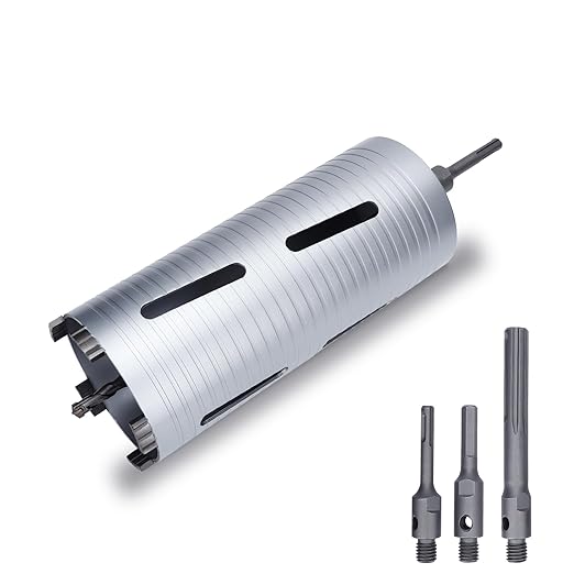 4-1/4 inch Diamond Dry Core Drill Bit, 10" Drilling Depth, 5/8"-11 Thread Core Drill Bit for Concrete Masonry Brick Block, Includes 3 Adapters SDS Plus, SDS Max and Hex (4-1/4 inch)