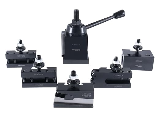 Accusize Industrial Tools 6-Piece BXA Wedge Type Quick Change Tool Post Set for 10-15'' Lathe Swing, Durable Steel Construction, 0251-0222