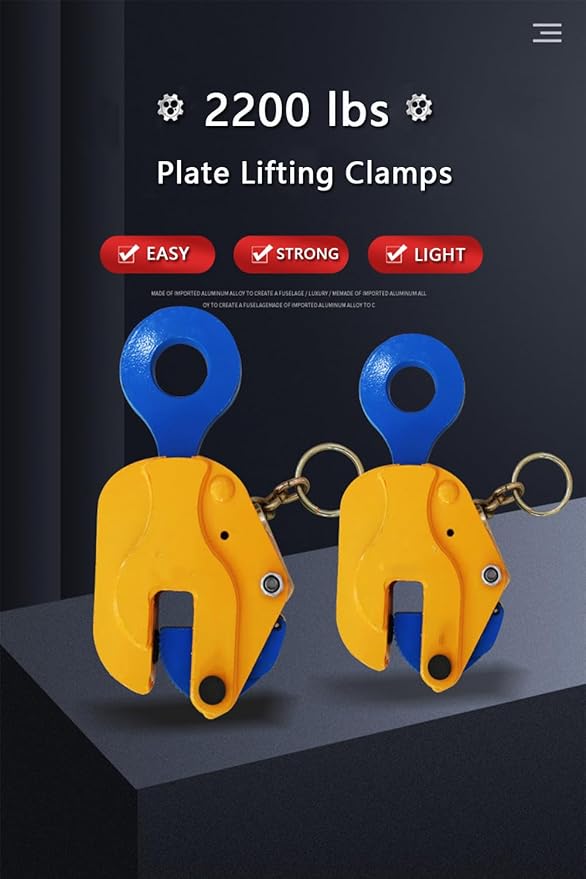 Vertical Plate Clamp lifting clamps 2200Lbs Load Capacity Lifting Clamp 1T Heavy Duty Plate Clamp for Lifting and Transporting lifting and transporting steel plates 【1ton】