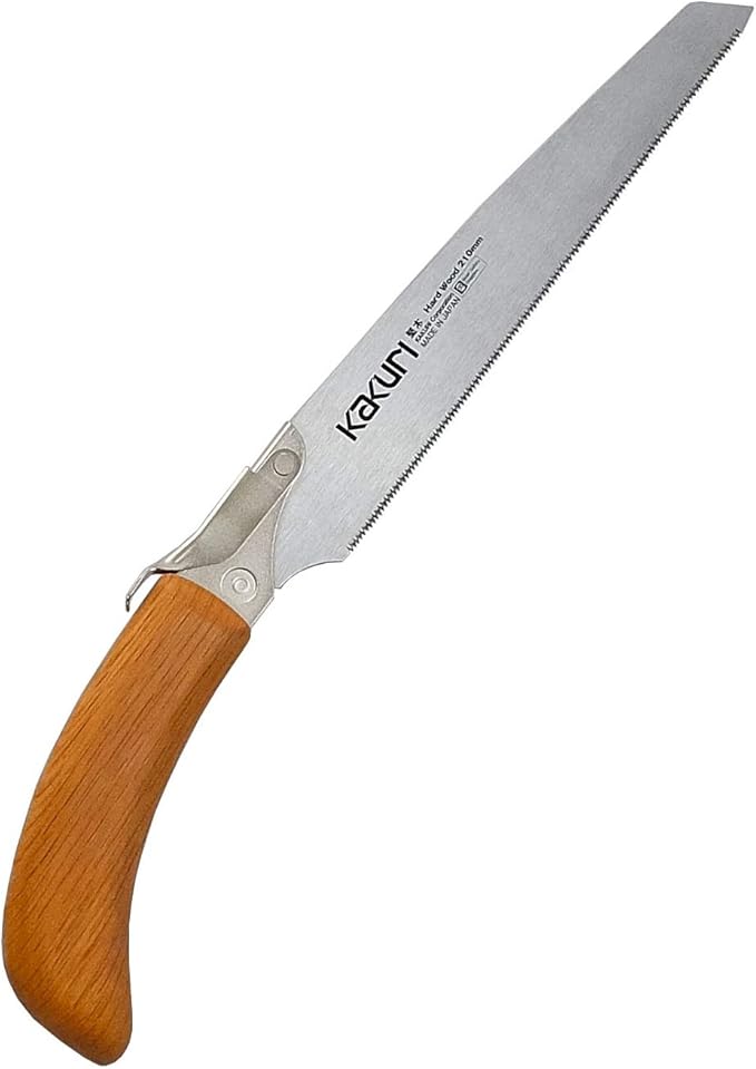 Japanese Hardwood Saw 8.2" for Woodworking - Professional Japanese Pull Saw for Oak, Maple, Hickory & Laminated Wood - Red Oak Handle with Oil Finish - Tool-Free Blade Replacement - Made in Japan