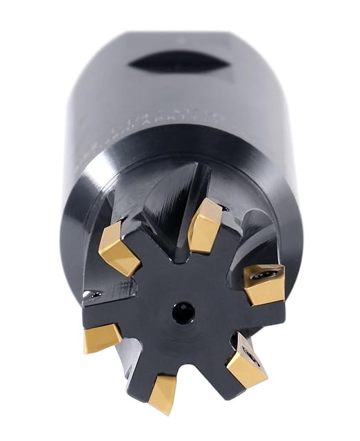 Accusize Industrial Tools 1-1/4'' 90 Deg Square Shoulder Indexable End Mill, 4-1/4'' Overall Length, APKT11T3 Carbide Inserts, 6 Flute, 0056-0923