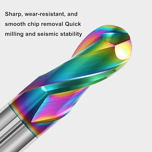 12mm R6 Extra Long DLC Coated 2-Flute Carbide Ball Nose End Mill, 100mm OAL, Ideal for Aluminum, Copper Alloys & Plastic Machining?밐igh Precision & Wear-Resistant Cutting Tool(1 Pack)