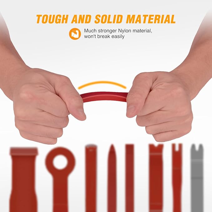 GOOACC 9PCS Auto Trim Removal Tool Kit No-Scratch Tool Kit for Car Audio Das Window Molding Fastener Remover Tool Kit-Red