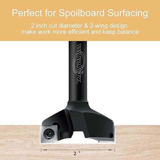 CNC Spoilboard Surfacing Router Bit, 1/2" Shank 2" Cutting Diameter, Insert Carbide Slab Flattening Router Bit Planing Bit Wood Planer Bit Woodworking Tools by BINSTAK