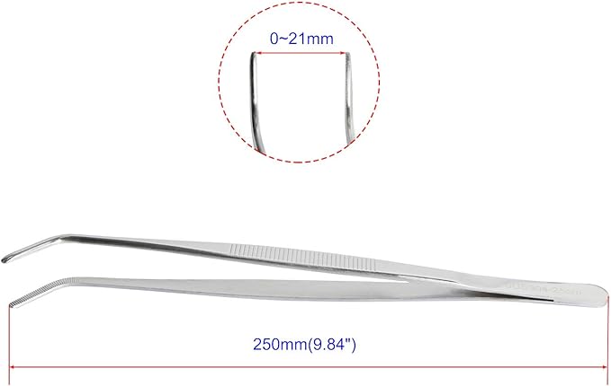 Aoje-Link 304 Stainless Steel Tweezers with Curved Serrated Tip Sewing Machine Electronic Repair Tweezers Pliers Multi-Purpose Tweezers Tool Pliers Silver 1pcs