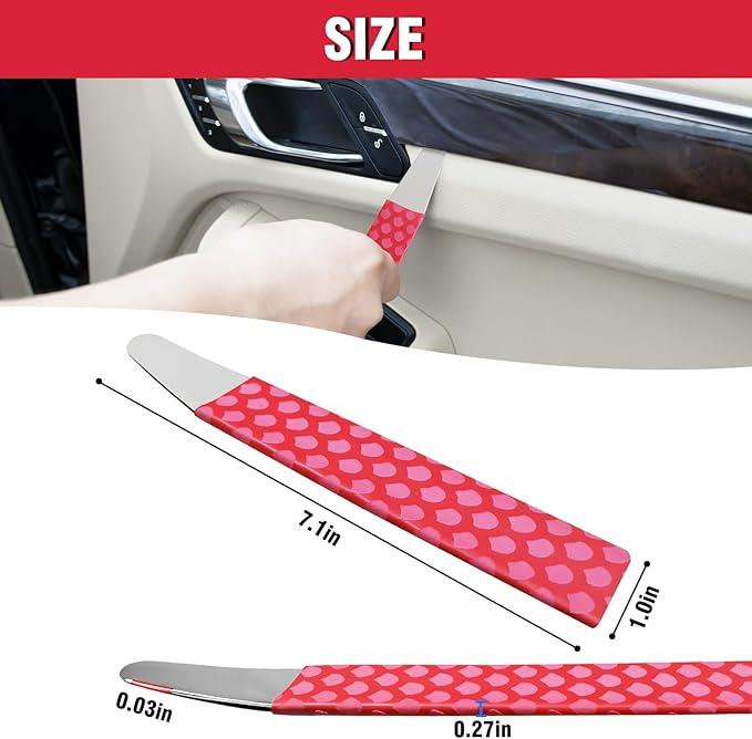 4140 Steel Pry Tool, Auto Trim Removal Tool Pry Bar for Vehicle Door Panel, Audio Radio Panel, Dashboard Repair Upholstery Tool, Pack of 1 Red