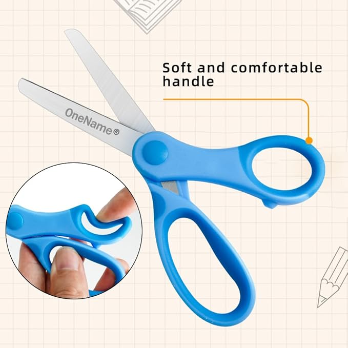 Kids Scissors,Safety Scissors for Kids,Soft Comfort-Grip Handles Blunt-Tip School Student Scissor,Great for DIY Arts Home Classroom,Childrens Scissor age 5-8 6-8,4 Pack