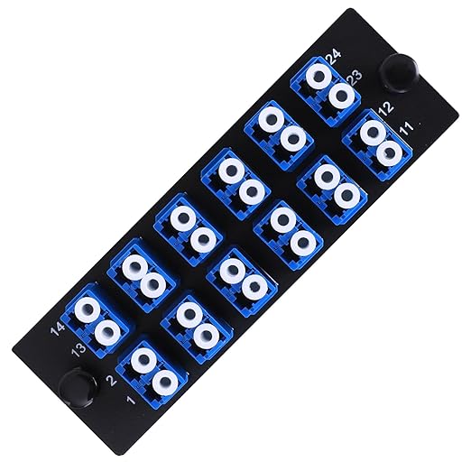 VFLTOOL 12 Duplex LC Adapters LGX Footprint Fiber Patch Panel Loaded 24 Fiber Ports Couplers Enclosure - LC UPC Blue Compatible with SingleMode Multimode|1.25G/10GB OS1-2/OM3