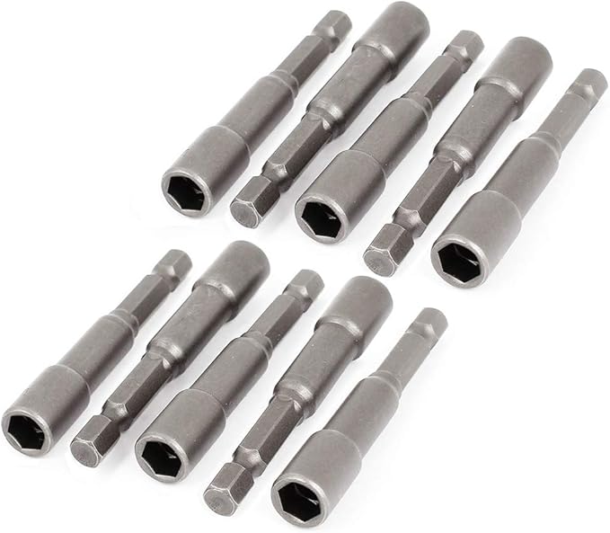 Yakamoz 10Pcs Magnetic Nut Setter Driver Drill Bit Set 1/4" Hex Shank to 1/4" Hex Socket Power Nut Driver Bits, 2-Inch Length