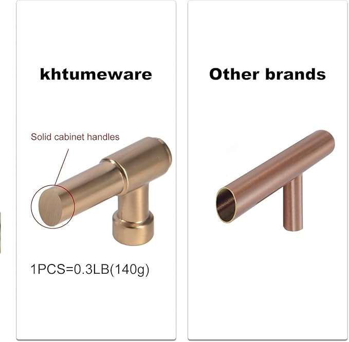 khtumeware 20 Pack 8 Inch(203mm) Champagne Bronze Cabinet Pulls Satin Brass Cabinet Pulls Gold Kitchen Cabinet Hardware for Cupboard Drawer Pulls Dresser Handle