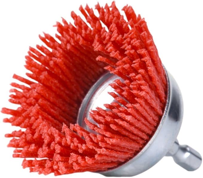 Century Drill & Tool 77221 2" Coarse Nylon End Brush, 80 Grit, 1/4" Quick Change Shank, 4,500 RPM - Nylon Bristles for Metal, Wood, Plastic, Masonry