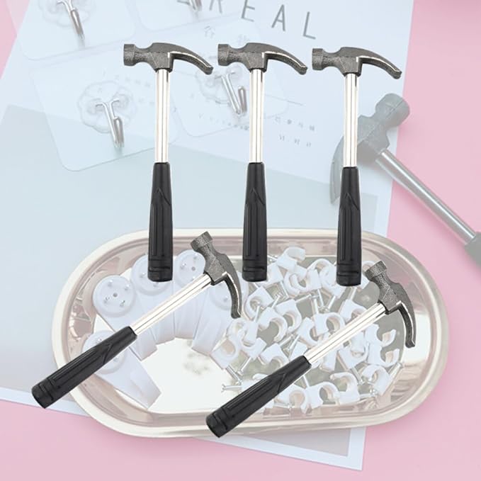 DOITOOL 5PCS Mini Hammer, Mini Claw Hammer 4oz Hammer Rubber Handle Household Carpet Wall Nail Remover with Non-Slip Shock Absorber for Home Maintainance
