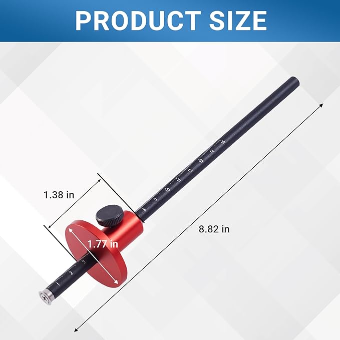 Wheel Marking Gauge for Woodworking, Micro-Adjustable Dovetail and Mortise Marker with Dual Metric Imperial Scales, Anti-Roll Design, Aluminum Alloy Carpentry Tool