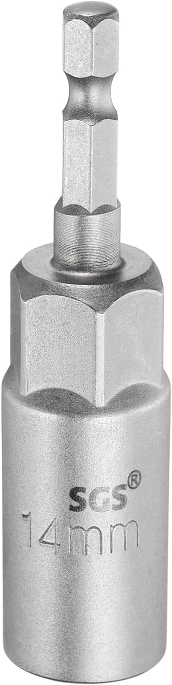 HARFINGTON Nut Driver Drill Bit 14mm Metric Socket 1/4" Hex Shank 3.15" (80mm) Long 6-Point Sockets Quick Change CR-V Steel Bolt Setters for Power Drill Drivers