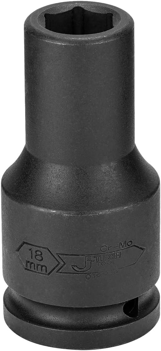Jetech 3/4-Inch Drive 18mm Deep Impact Socket with 6-Point Design, Heat-Treated Chrome Molybdenum Alloy Steel, Metric