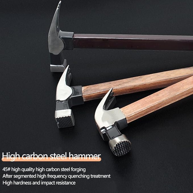 Claw Hammer Wood Handle, Claw Hammer 10OZ/13OZ, Smooth Hammer, Claw Hammer for Building, Woodwork, Home Repair,Brown,10OZ