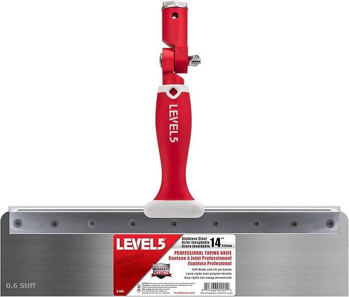 LEVEL5 14" Offset Knife, 0.6mm STIFF Stainless Steel Blade | Soft-Grip Handle | 5-386